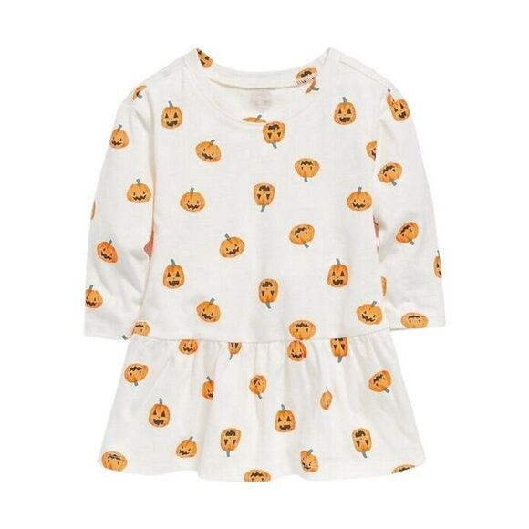 Old Navy Other - GAP Old Navy Infant Baby 3-6 Months Long-Sleeve Pumpkin Printed Drop-Waist Dress